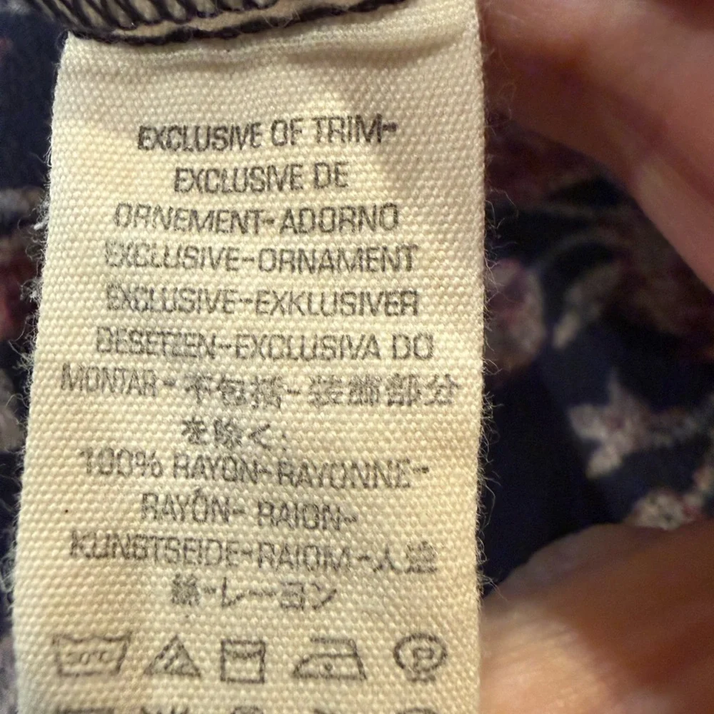 Free People Navy Floral Tie Front Peplum Blouse Boho Top Size M - Picture 4 of 9